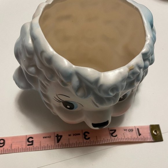 Vintage Relpo SY1533 RARE Baby Blue Big Eye Lamb Head Planter Kitschy - Picture 4 of 9